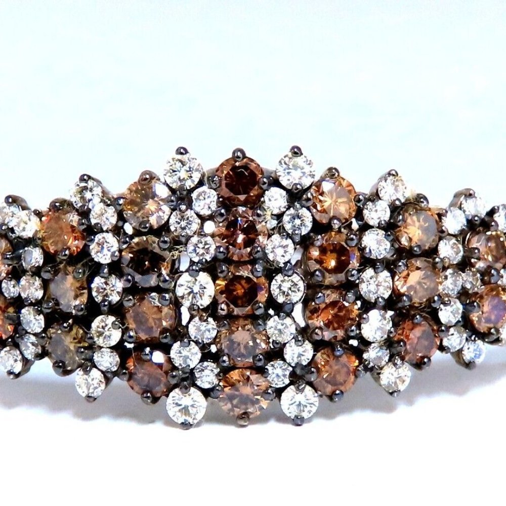 Natural Fancy Brown Diamonds Wide Cluster Bangle Bracelet 14kt*
